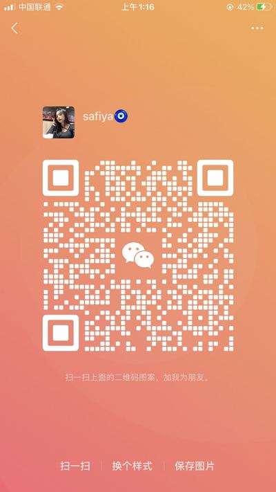 safiya🧿，扫一扫微信二维码加我