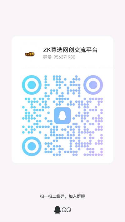 ZK尊选网创交流平台，扫一扫加我的QQ二维码